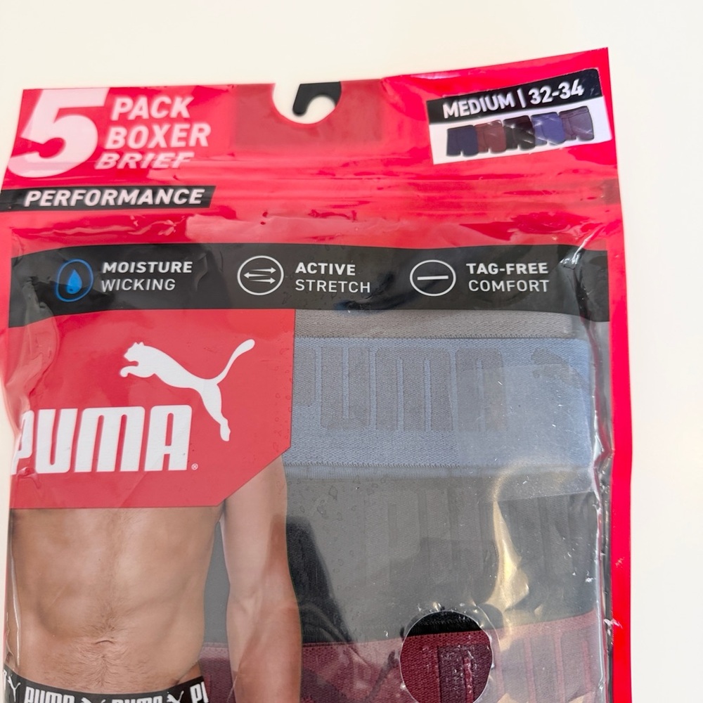 PUMA 5PK Performance Boxer Briefs Multicolor MED 32-34 Waist NWT - Picture 11 of 13